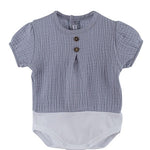 Camicia A Body Mezza Manica In Garza Di Cotone Grigio Neonato CALAMARO 19086 - CALAMARO - LuxuryKids
