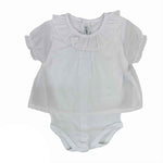 Camicia A Body Mezza Manica In Cotone Con Colletto Bianco Neonata CALAMARO 19042 - CALAMARO - LuxuryKids