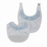 Set Di 2 Bavette In Cotone Bianco Con Rouches In Plumetis Neonati CALAMARO 74022 - CALAMARO - LuxuryKids