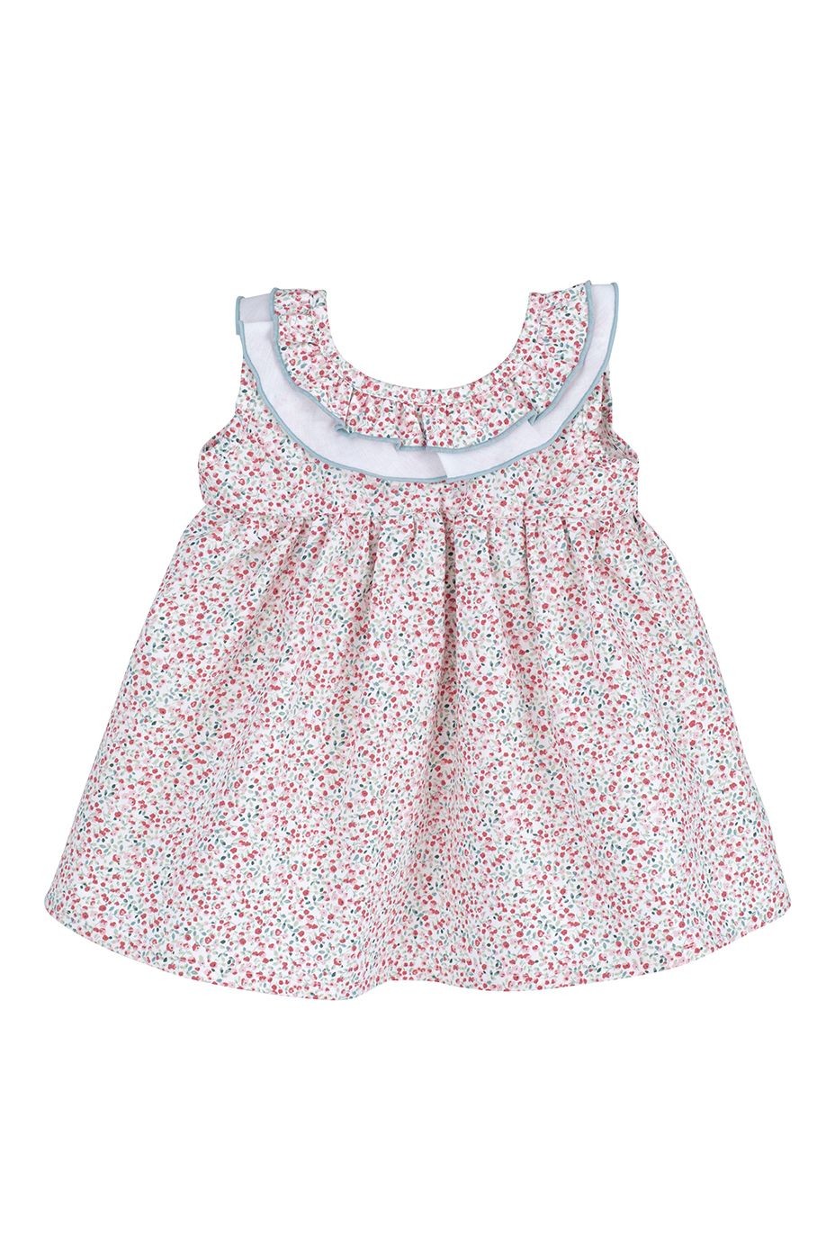 Vestito In Cotone Floreale Con Rouches Neonata CALAMARO 21202-2 - CALAMARO - LuxuryKids