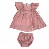 Abito Con Culotte In Cotone Rosa Neonata VALENTINA BEBES ASS66 - VALENTINA BEBES - LuxuryKids