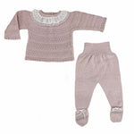 Tutina Spezzata In Filo Di Cotone Traforato Con Tulle Neonata GRANLEI 572 - GRANLEI - LuxuryKids