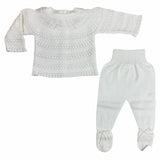 Tutina Spezzata In Filo Di Cotone Traforato Con Tulle Neonata GRANLEI 572 - GRANLEI - LuxuryKids