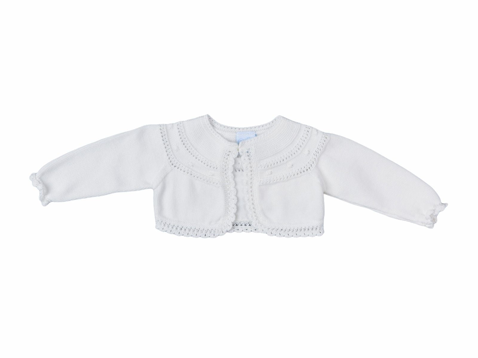 Cardigan In Filo Di Cotone Traforato Neonati GRANLEI 498 - GRANLEI - LuxuryKids
