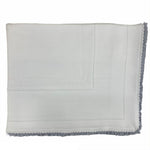 Coperta Corredino In Filo Di Cotone Bianca Con Smerlo Grigio Neonati GRANLEI 311 - GRANLEI - LuxuryKids