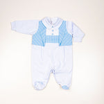 Tutina In Cotone Bianca E Celeste Neonato LA SARTORIA DEI PICCOLI LT908 - LA SARTORIA DEI PICCOLI - LuxuryKids