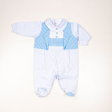 Tutina In Cotone Bianca E Celeste Neonato LA SARTORIA DEI PICCOLI LT908 - LA SARTORIA DEI PICCOLI - LuxuryKids