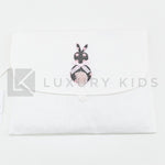 Busta Nascita In Cotone Bianca Con Applicazione Di Coniglio Grigio Neonata LA SARTORIA DEI PICCOLI LBU653 - LA SARTORIA DEI PICCOLI - LuxuryKids