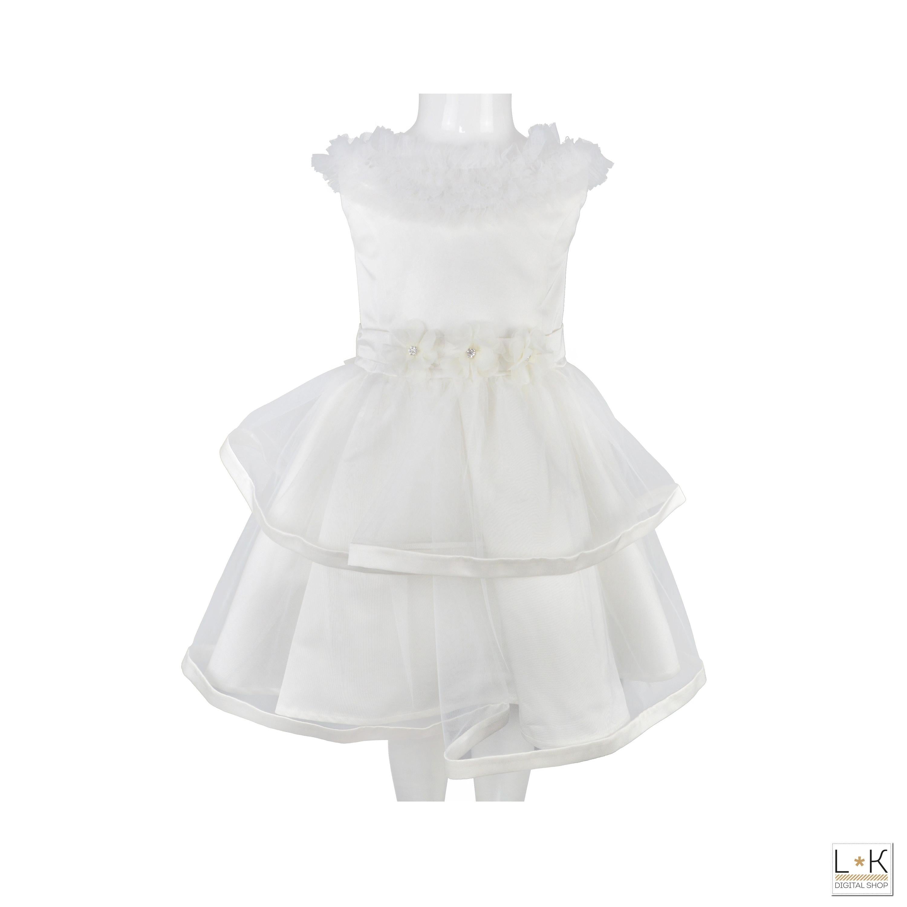 Abito Elegante Cerimonia Bianco Bambina Le Chicche ABR22 - LE CHICCHE - LuxuryKids