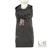 Abito Smanicato In Caldo Cotone Felpato Grigio Bambina One Love 252F218 - ONE LOVE - LuxuryKids