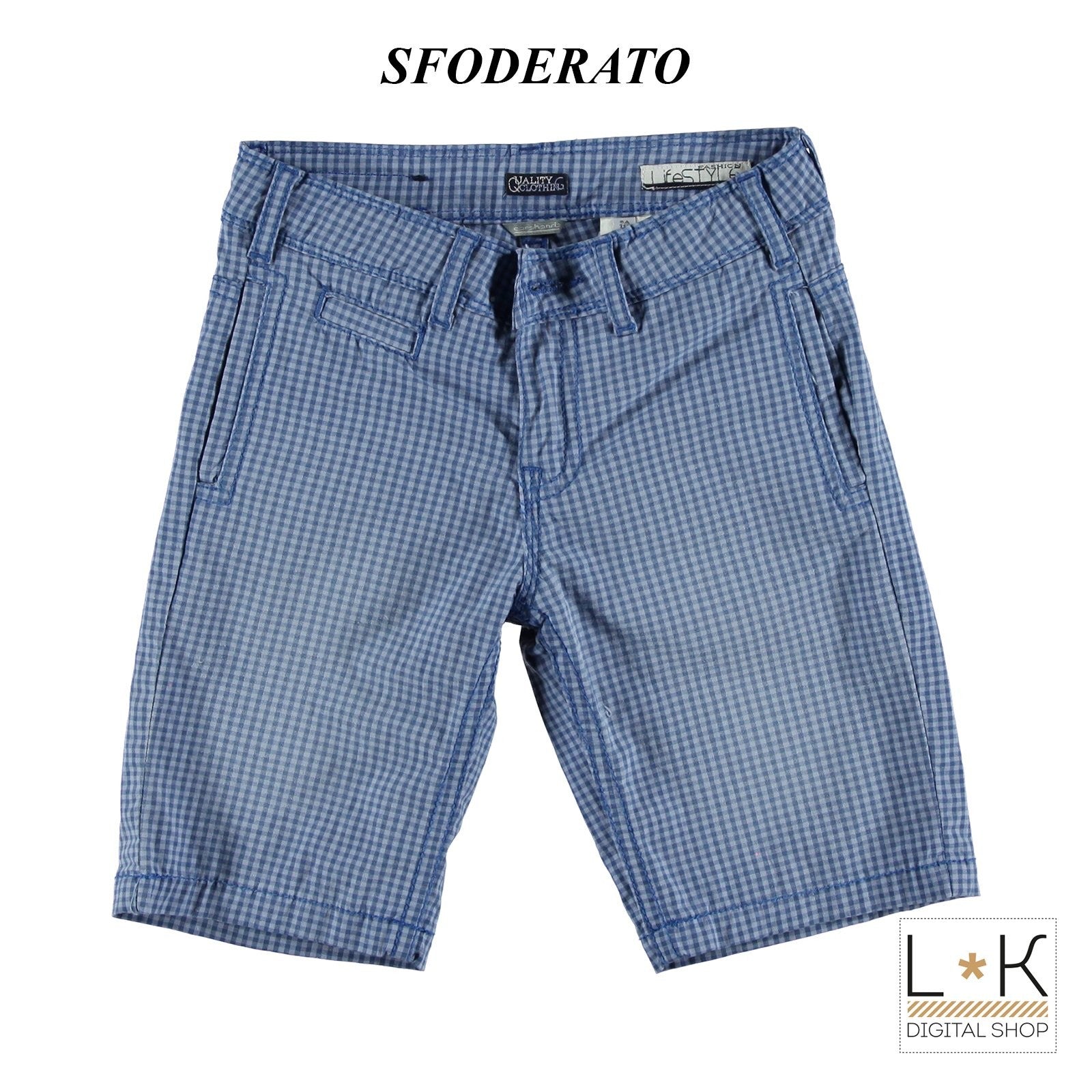 Bermuda in Cotone a Quadretti Bambino Celeste Sarabanda I636 - SARABANDA - LuxuryKids
