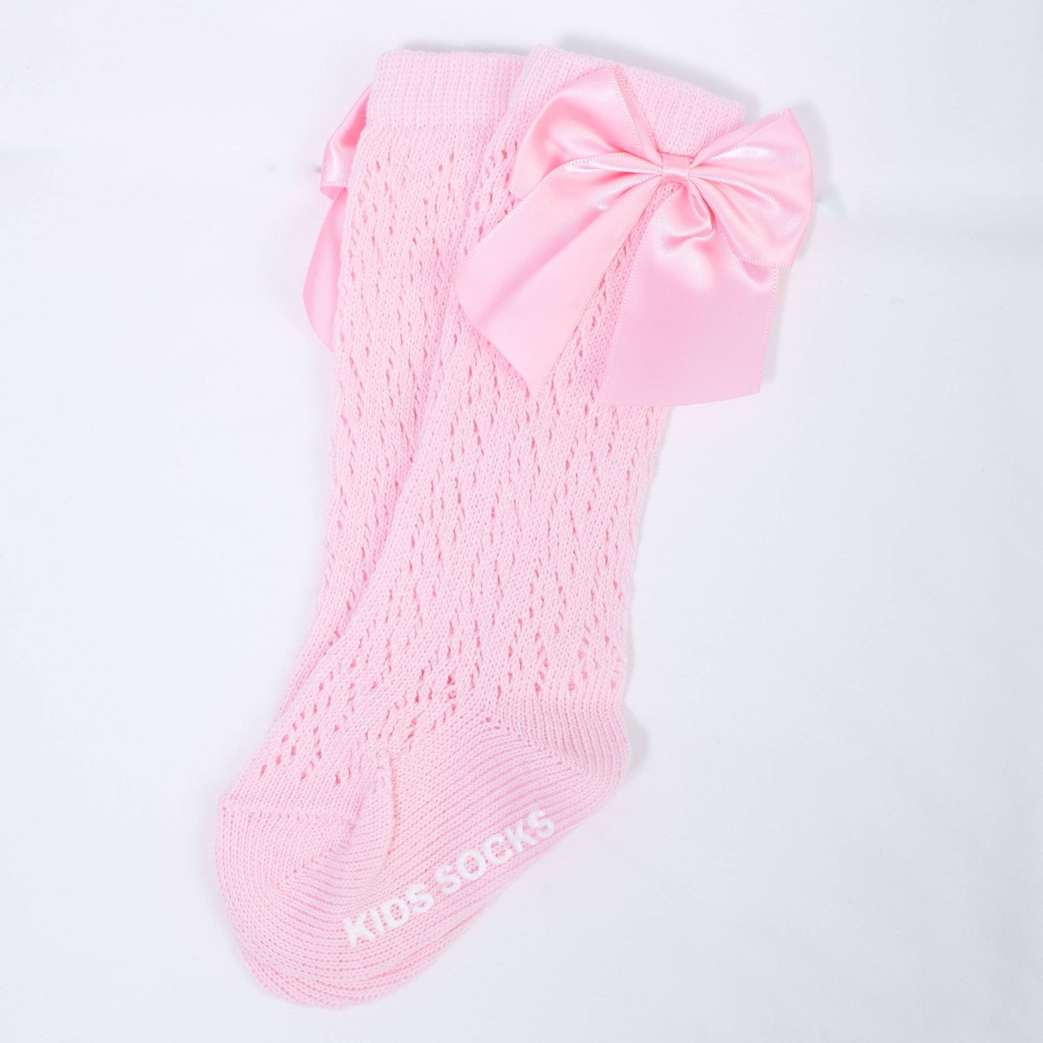 Calzini Cotone Traforati Con Fiocco in Raso Neonata - LuxuryKids - LuxuryKids