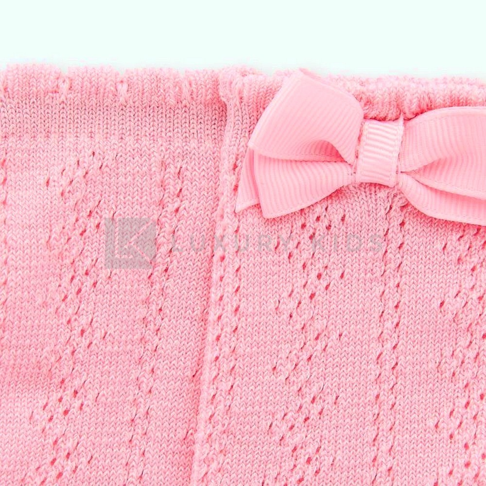 Calzini Lunghi Traforati In Cotone Elasticizzato Con Fiocco Neonata Mayoral 9249 - MAYORAL - LuxuryKids