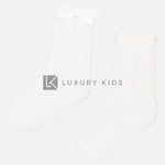 Calzini Lunghi Traforati In Cotone Elasticizzato Con Fiocco Neonata Mayoral 9249 - MAYORAL - LuxuryKids