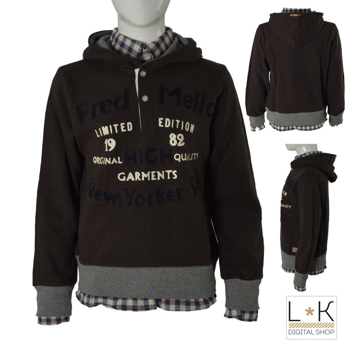 Felpa Chiusa Con Cappuccio Marrone Bambino Fred Mello 9509 - FRED MELLO - LuxuryKids