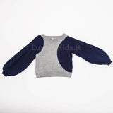 Maglioncino con Maniche a Palloncino Blu-Grigio Bambina Fun&Fun FNBSW0139 - FUN&FUN - LuxuryKids