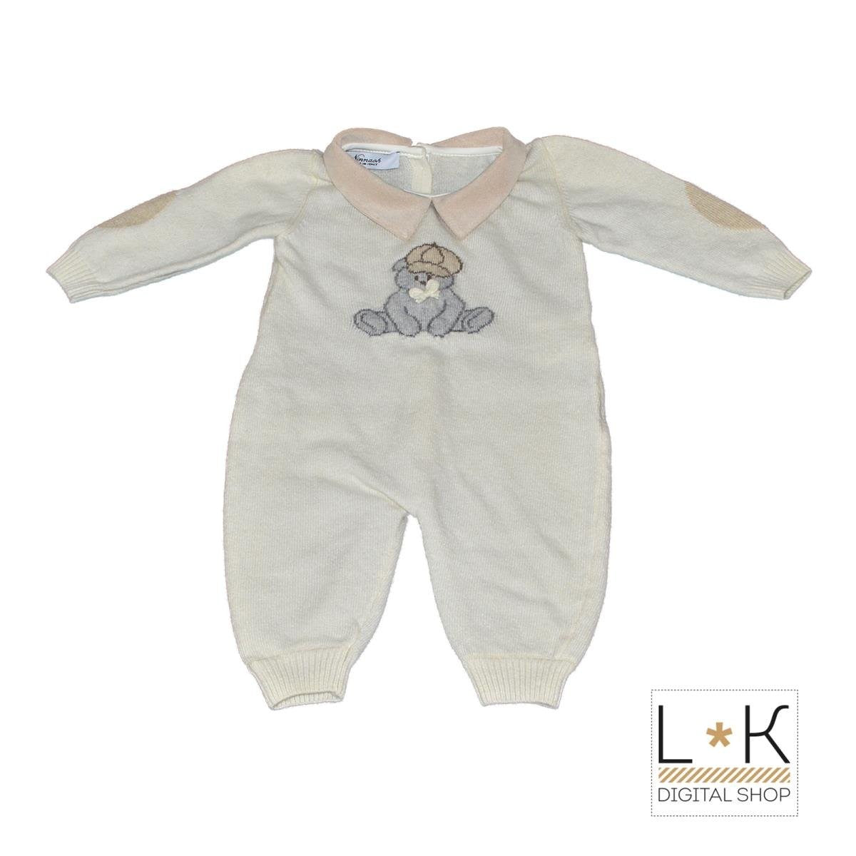 Tutina Intera In Lana Panna Neonato Ninnaoh I14203TL - NINNAOH - LuxuryKids