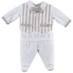 Tutina Spezzata In Cotone Con Finto Gilet Neonato Ninnaoh E20307C - NINNAOH - LuxuryKids