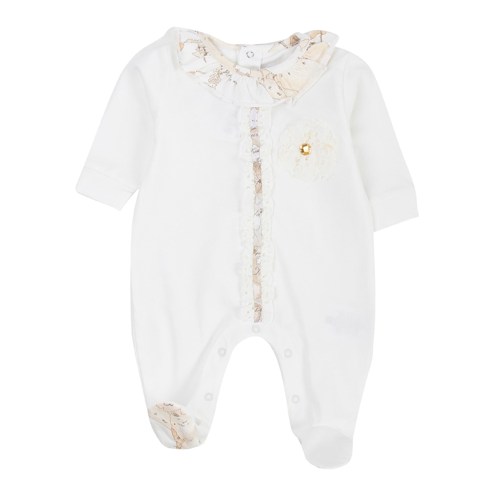 Tutina Intera in Cotone Bianco Neonata Alviero Martini 25R0151S - ALVIERO MARTINI - LuxuryKids