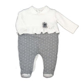 Tutina Intera In Caldo Cotone Panna Grigio Neonata NINNAOH I2145T - NINNAOH - LuxuryKids