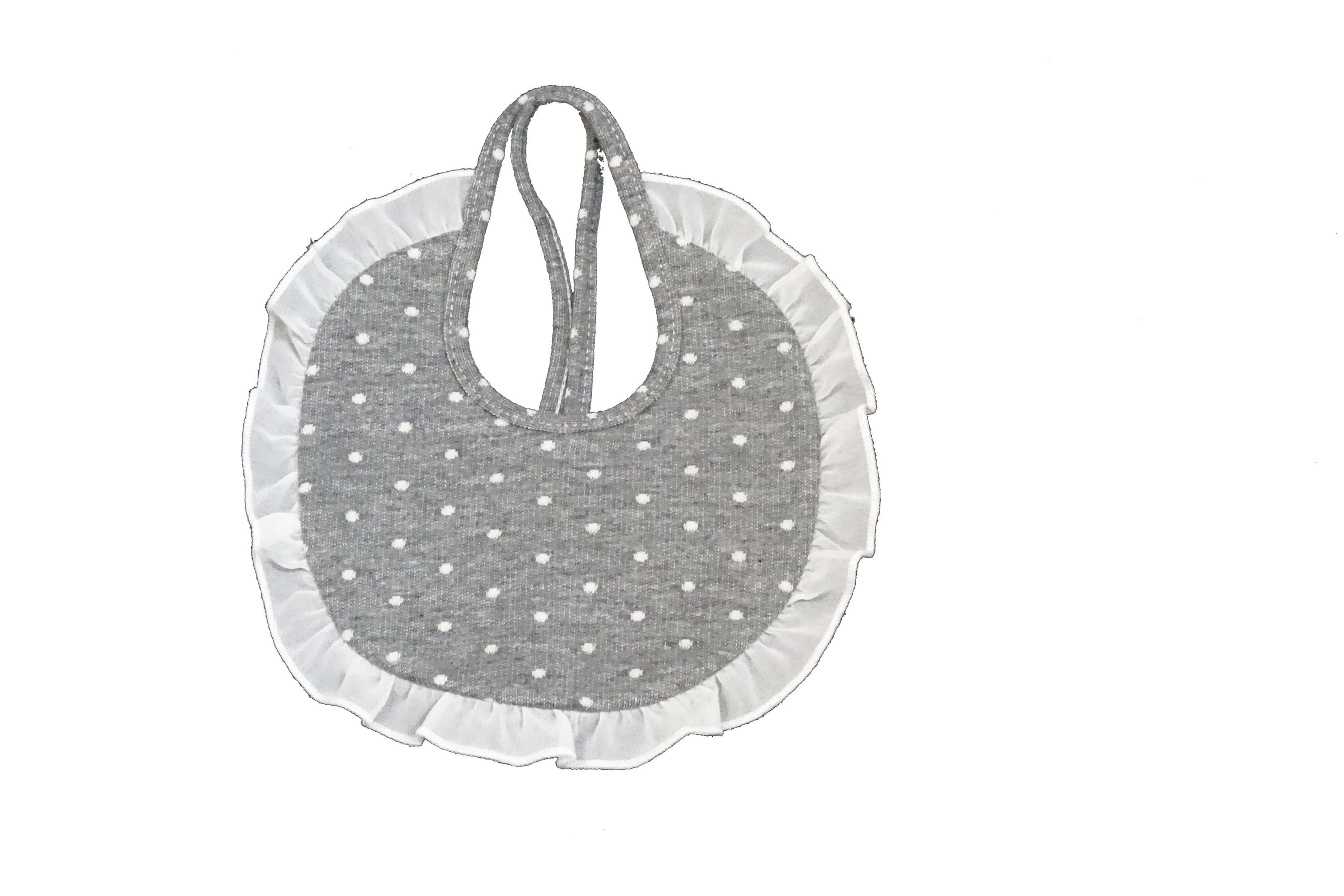 Bavetta In Caldo Cotone A Pois Grigia Neonata Tema Pois Grigio NINNAOH I2152 - NINNAOH - LuxuryKids