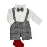 Completo In Caldo Cotone Con Camicia E Bermuda Con Bretelle Neonato NINNAOH I21262 - NINNAOH - LuxuryKids