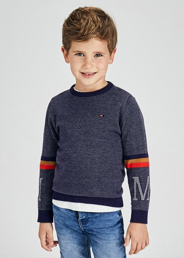 Maglioncino Girocollo In Misto Lana Blu Bambino MAYORAL 4361 - MAYORAL - LuxuryKids
