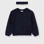 Maglioncino Con Fascia In Misto Lana Blu Bambina MAYORAL 4373 - MAYORAL - LuxuryKids