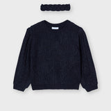 Maglioncino Con Fascia In Misto Lana Blu Bambina MAYORAL 4373 - MAYORAL - LuxuryKids