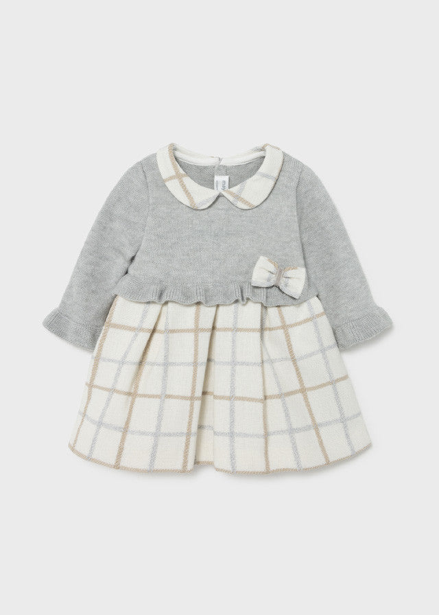 Abito Manica Lunga In Tricot Grigio Neonata MAYORAL 2816 - MAYORAL - LuxuryKids