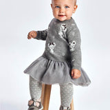 Abito In Tricot E Tulle Rosa Grigio Neonata MAYORAL 2923 - MAYORAL - LuxuryKids