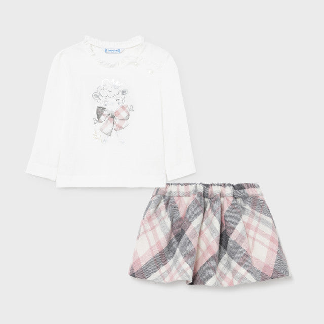 Completo 2 Pezzi con Gonna a Quadri In Caldo Cotone Neonata Mayoral 2930 - MAYORAL - LuxuryKids