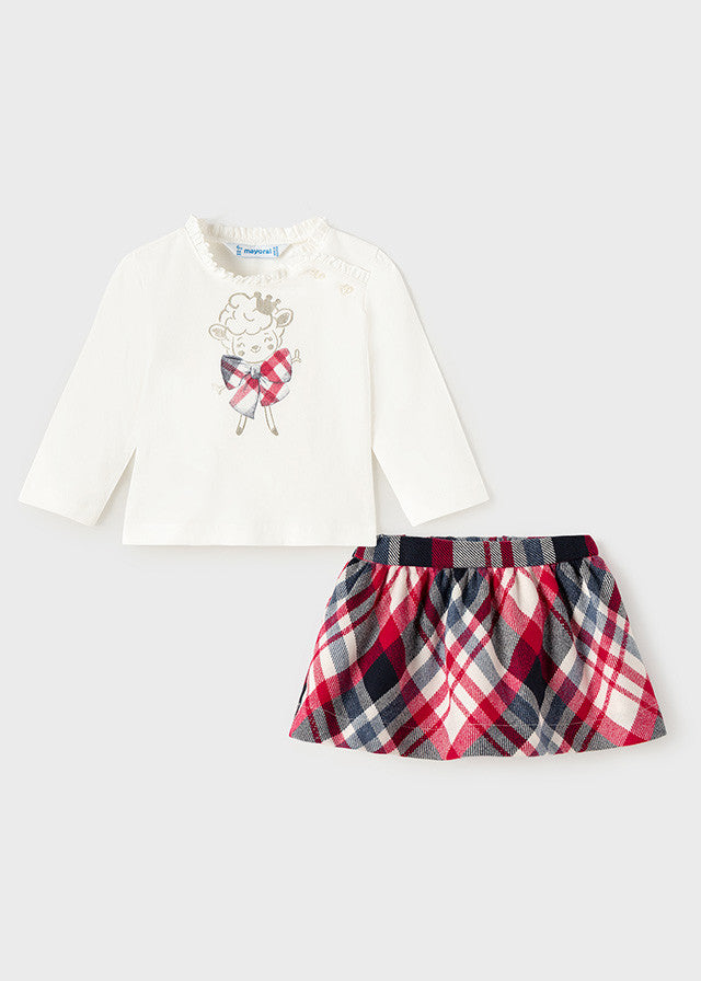 Completo 2 Pezzi con Gonna a Quadri In Caldo Cotone Neonata Mayoral 2930 - MAYORAL - LuxuryKids