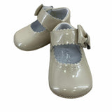 Scarpe Da Culla Ballerina In Vernice Beige Con Fiocco Neonata PANYNO A2504V - PANYNO - LuxuryKids