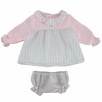 Abito con Culotte A Righe Caldo Cotone E Lana Rosa Neonata DEL SUR 2074 - DEL SUR - LuxuryKids