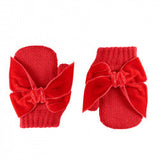 Muffole con Pollice e Fiocco in Velluto Caldo Cotone Neonata Condor 50598 - Condor - LuxuryKids