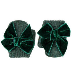 Muffole con Pollice e Fiocco in Velluto Caldo Cotone Neonata Condor 50598 - Condor - LuxuryKids