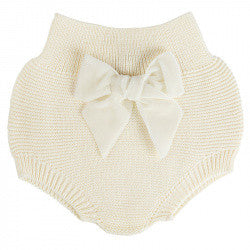 Culotte a Punto Legaccio con Fiocco Velluto Caldo Cotone Neonata Condor 55920 - Condor - LuxuryKids