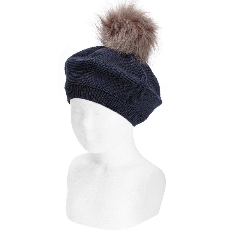 Basco In Caldo Cotone Con Pompon In Ecopelliccia Bambino-a Condor 50103 - Condor - LuxuryKids