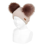 Cappello Mix A Coste In Caldo Cotone Con Due Pompon Neonato-a Condor 50031 - Condor - LuxuryKids