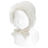 Cuffietta A Grana Di Riso E Tulle Arricciato Neonata Condor 50509 - Condor - LuxuryKids