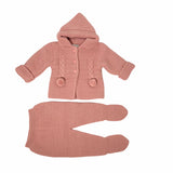 Tuta Spezzata In Caldo Cotone Acrilico Rosa Antico Neonata BABY FASHION 5601 - Baby Fashion - LuxuryKids
