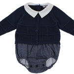 Pagliaccetto In Misto Lana Blu Neonato Dr.Kid DK182 - DR.KID - LuxuryKids