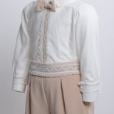 Pagliaccetto Due Pezzi In Velluto Con Bermuda E Camicia Neonato Ponto por Ponto 5740 - PONTO POR PONTO - LuxuryKids