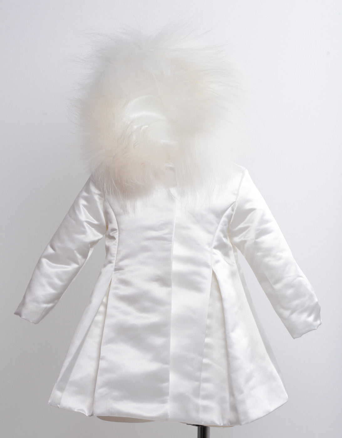 Cappotto Con Cappuccio E pelliccia Volpe Raso Neonata ISABEL IS6469 - ISABEL - LuxuryKids