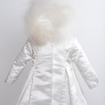 Cappotto Con Cappuccio E pelliccia Volpe Raso Neonata ISABEL IS6469 - ISABEL - LuxuryKids
