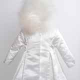 Cappotto Con Cappuccio E pelliccia Volpe Raso Neonata ISABEL IS6469 - ISABEL - LuxuryKids