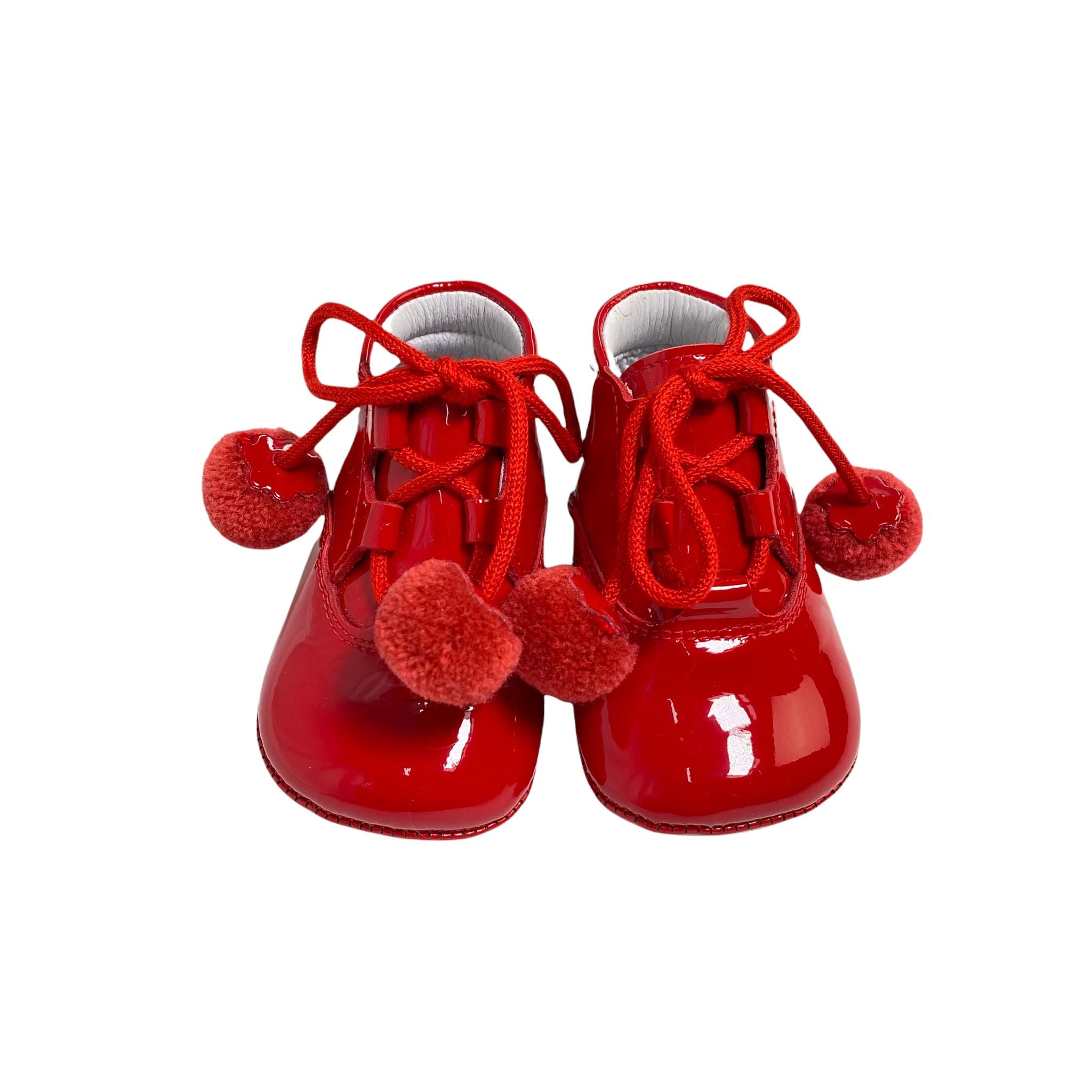 Scarpa Da Culla Con Lacci Con Pon Pon In Vernice Neonato Indice 320 - INDICE - LuxuryKids