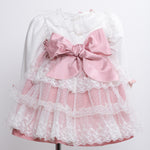 Abito Elegante Cerimonia Battesimale Culotte Taffetà Pizzo Neonata Ponto Per Ponto 5764 - PONTO POR PONTO - LuxuryKids