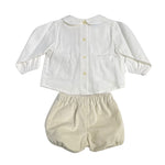 Completo Spezzato in Vellutino Beige Neonato Granlei 2506CS - GRANLEI - LuxuryKids